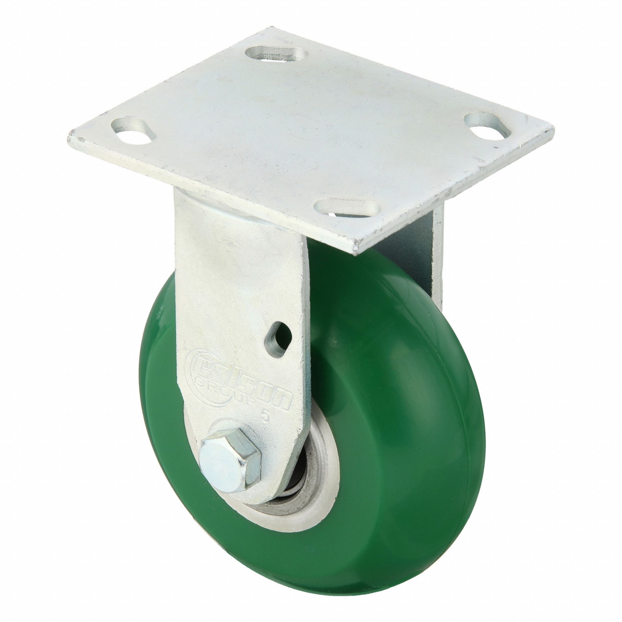 Plate Caster, Rigid, Polyurethane, 6 1/2"H