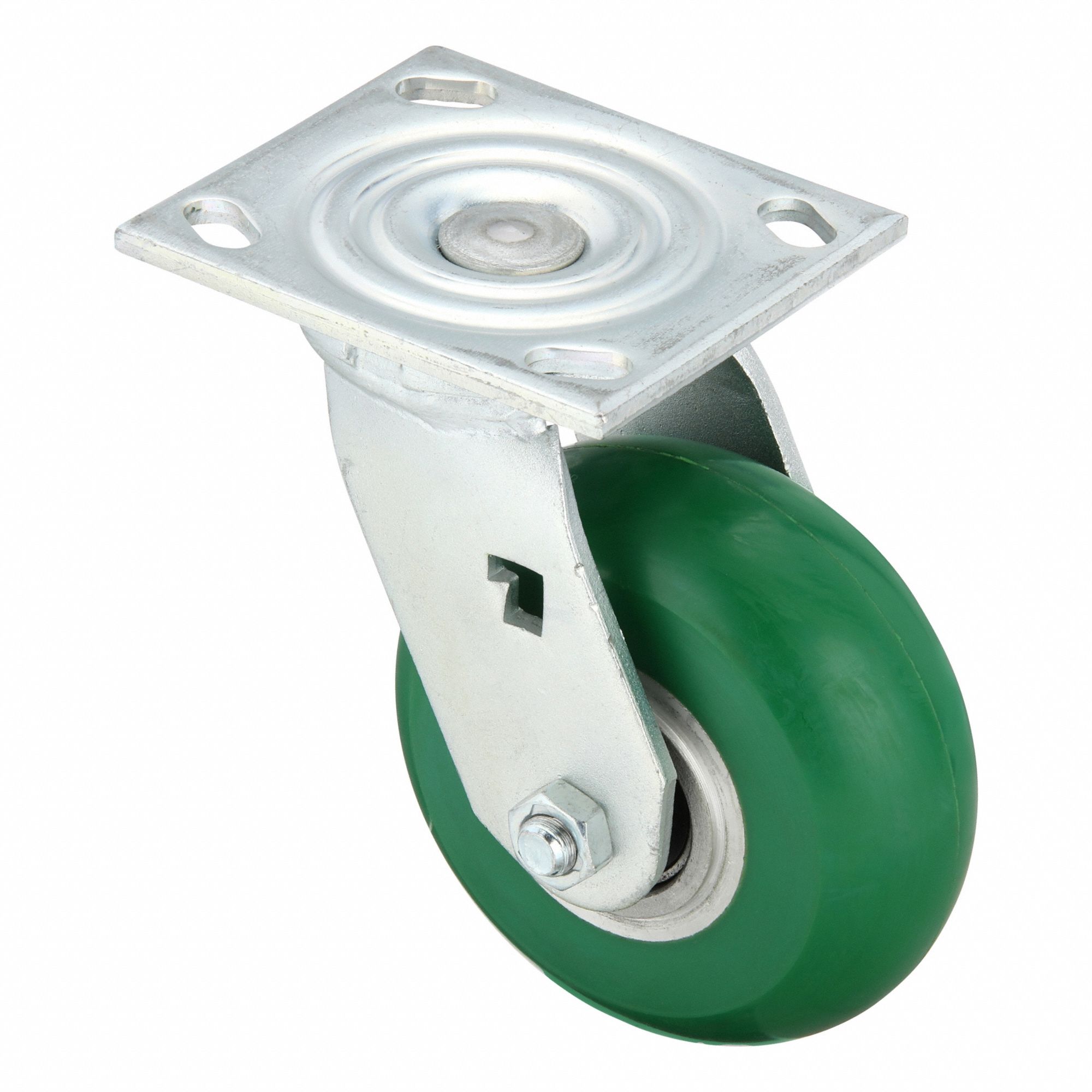 Plate Caster, Swivel, Polyurethane, 6 1/2"H