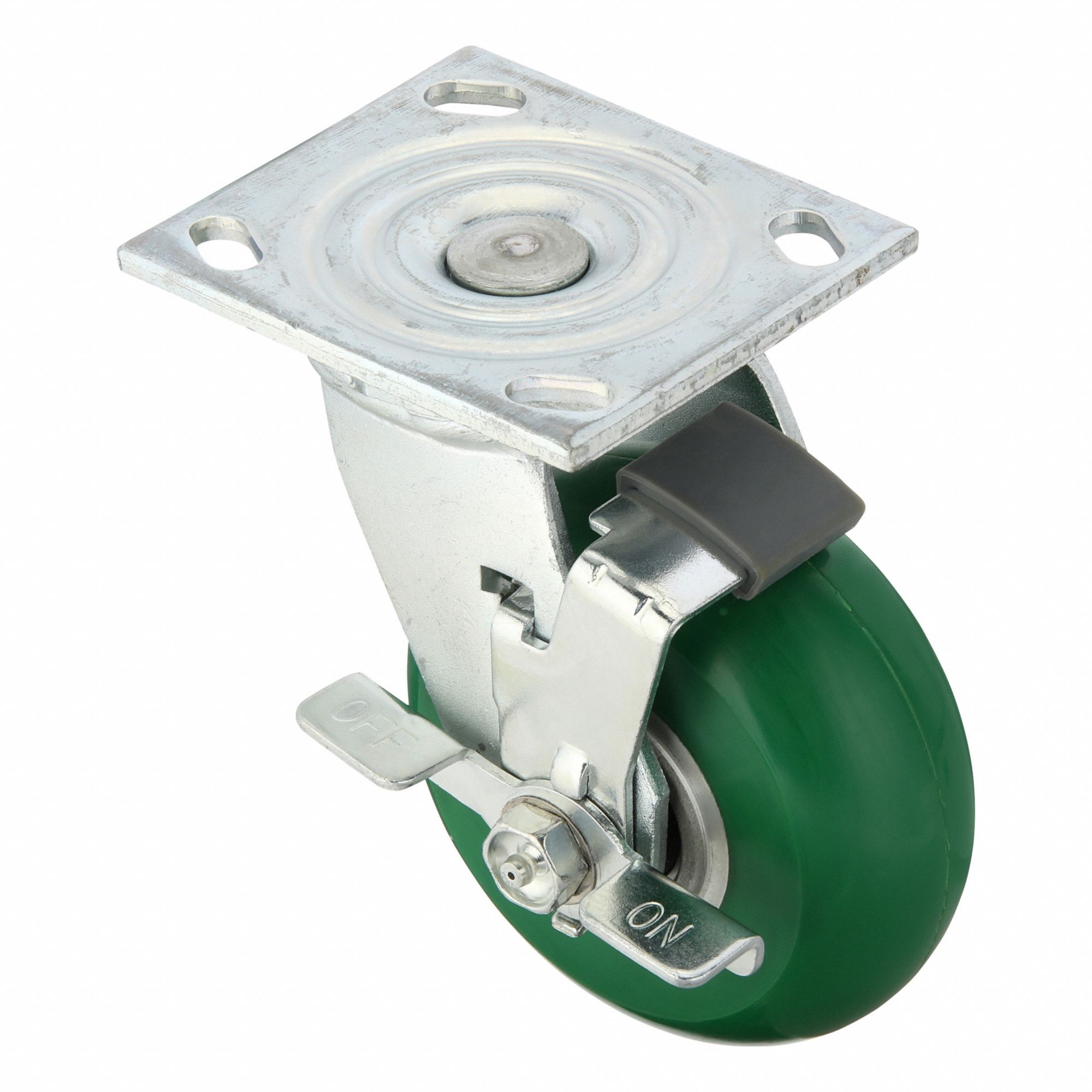Plate Caster, Swivel, Polyurethane, 6 1/2"H