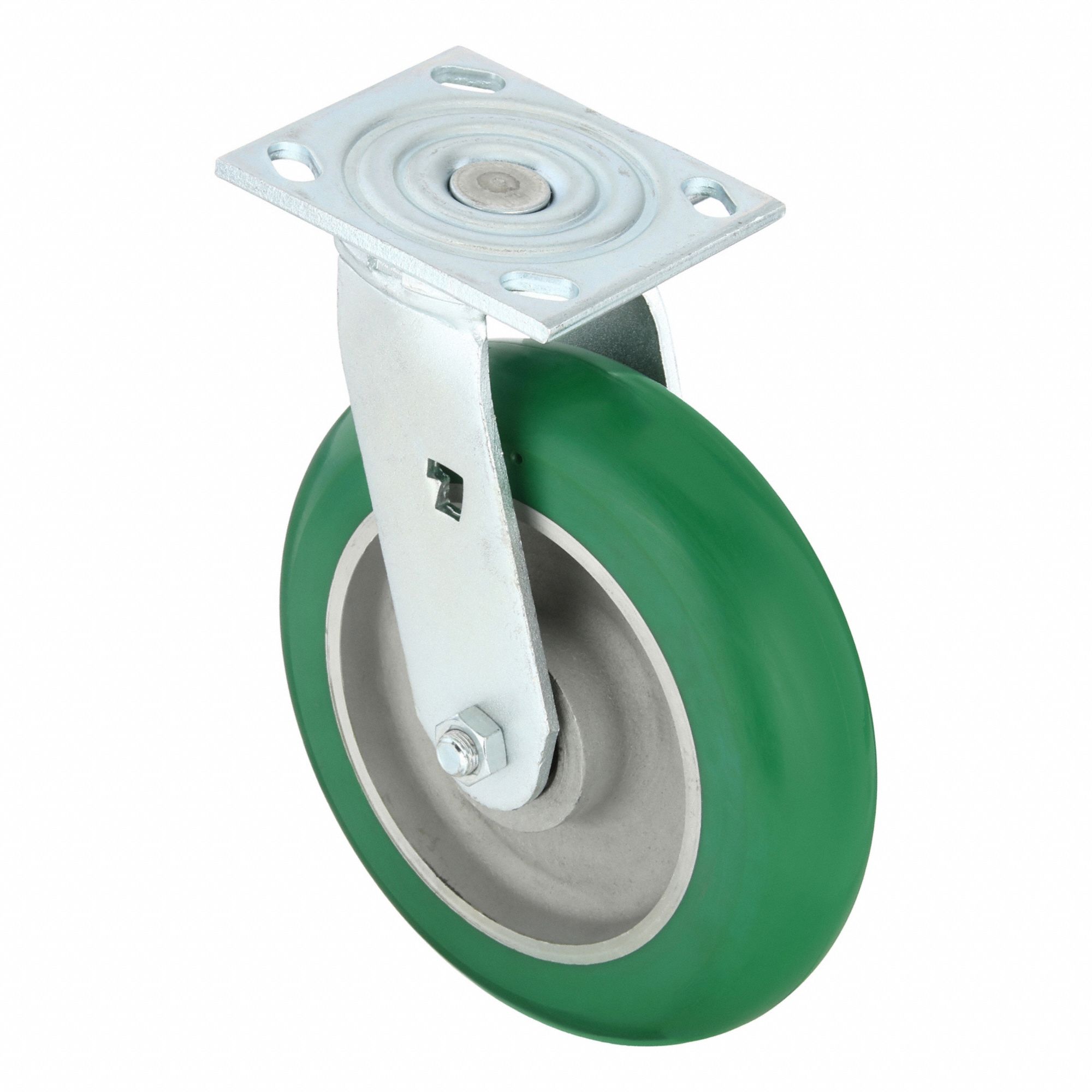 Plate Caster, Swivel, Polyurethane, 9 1/2"H