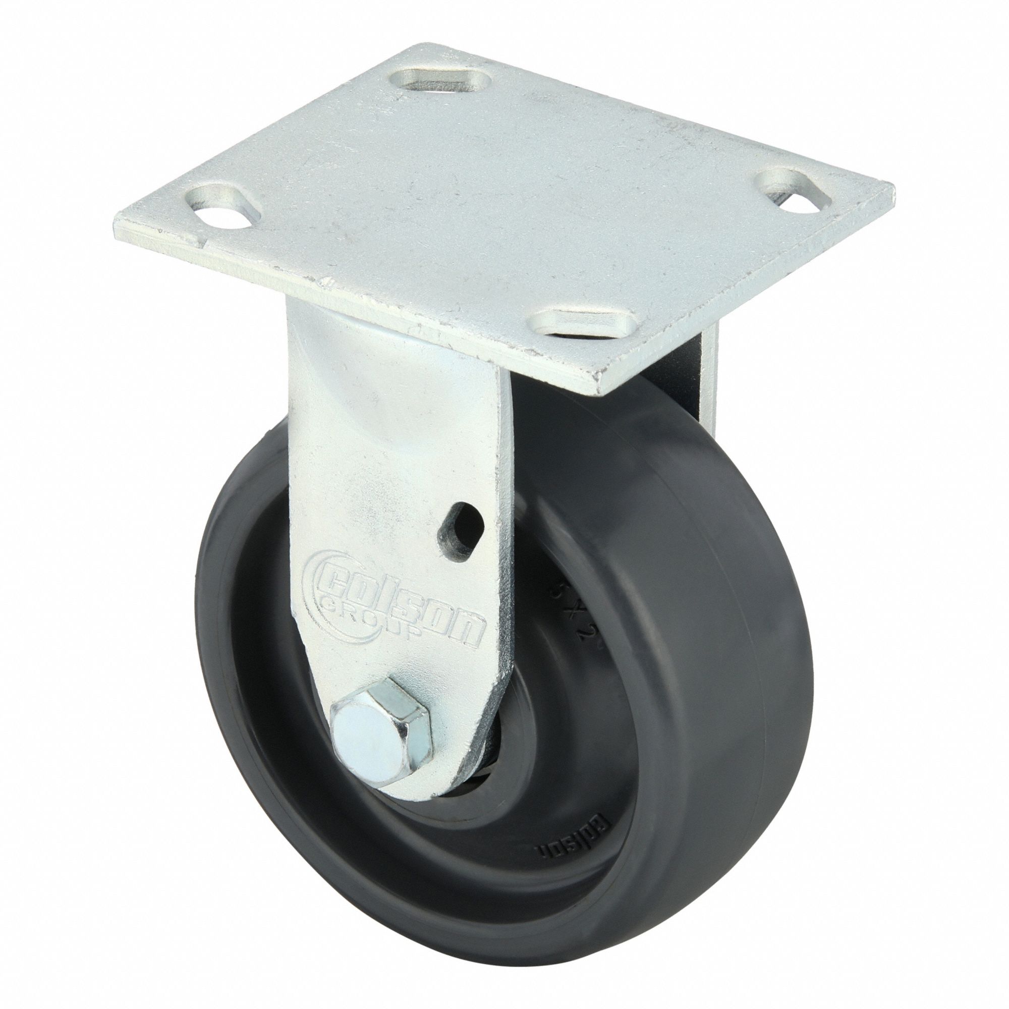 Plate Caster: Rigid, No Brake, Polyurethane, 5 in Wheel Dia, 2 in Wheel Wd, Slot, Rectangle