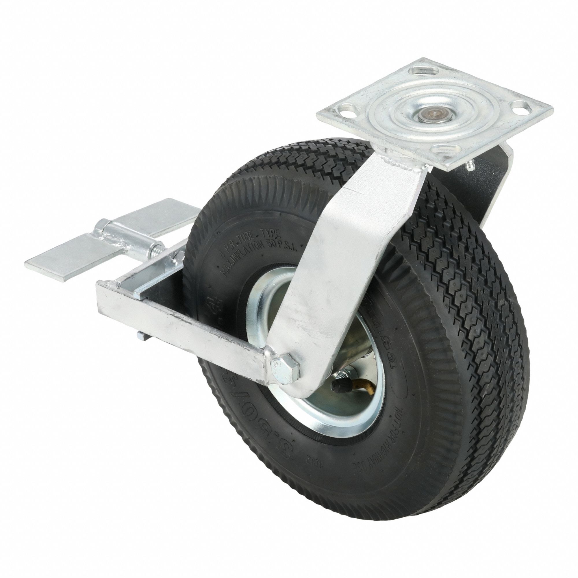 Plate Caster, Swivel, Rubber, 13"H