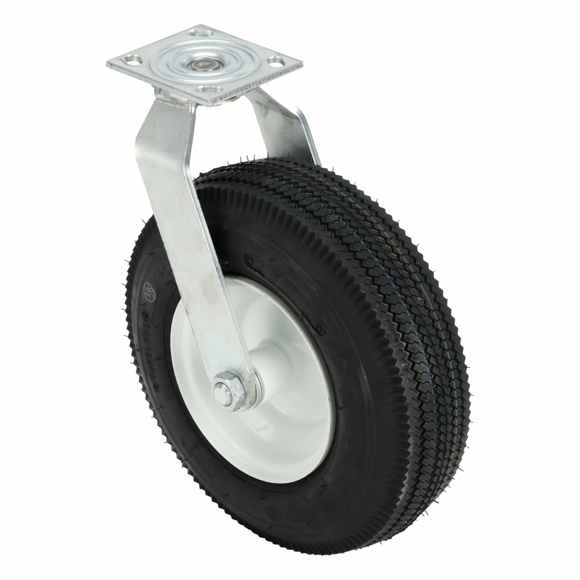 Plate Caster: Swivel, 13 in Wheel Dia., 4 1/8 in Wheel Wd, 15 1/2 in Mounting Ht, Slot, Ball