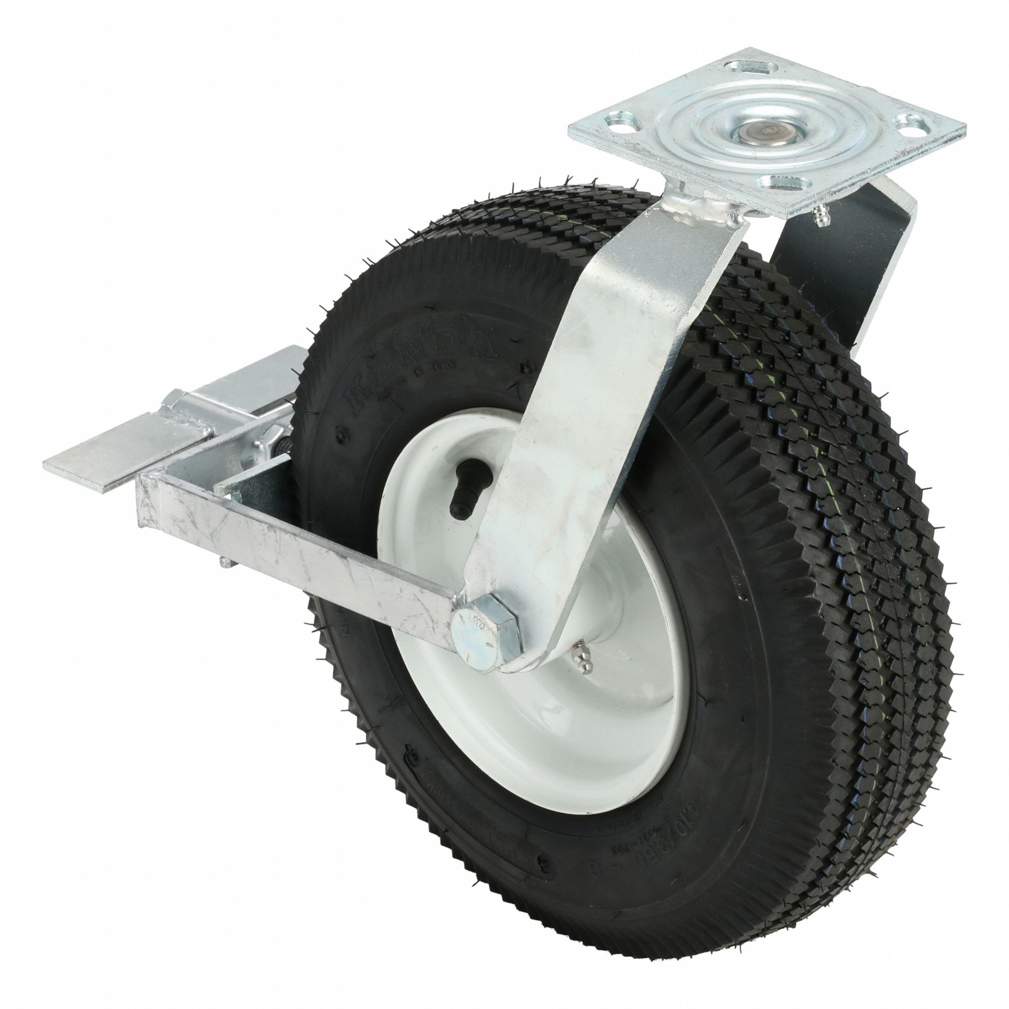 Plate Caster: Swivel, 13 in Wheel Dia., 4 1/8 in Wheel Wd, 15 1/2 in Mounting Ht, Slot, Ball