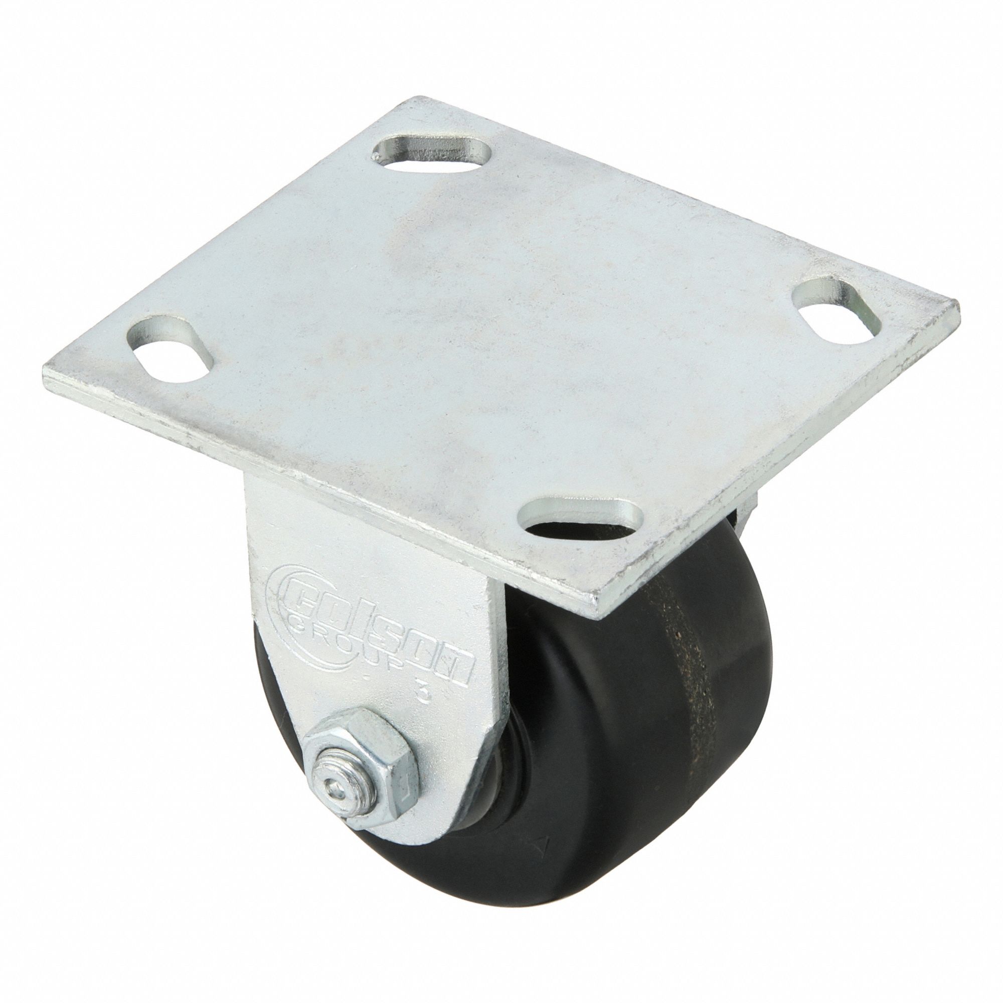 Plate Caster: Rigid, No Brake, Phenolic, 3 1/4 in Wheel Dia, 2 in Wheel Wd, Slot, Rectangle