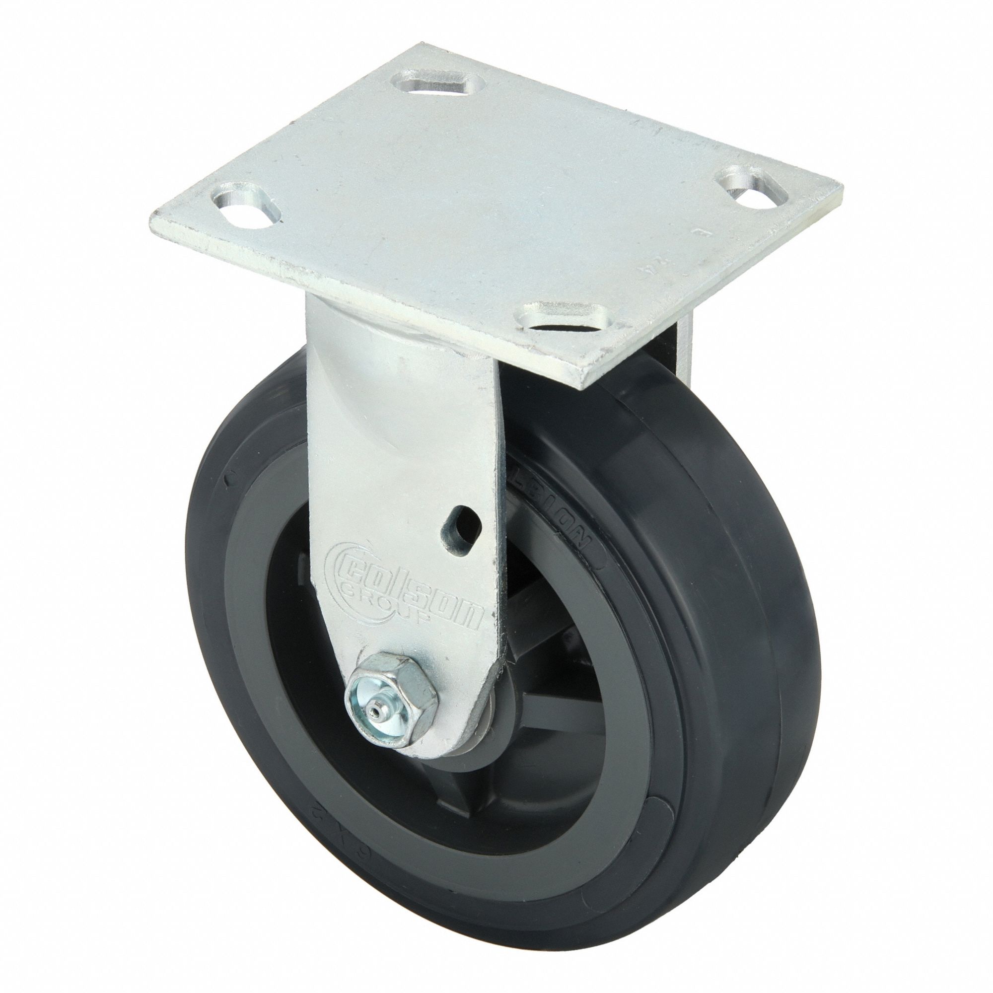 Plate Caster: Rigid, No Brake, Polyurethane, 6 in Wheel Dia, 2 in Wheel Wd, Slot, Rectangle