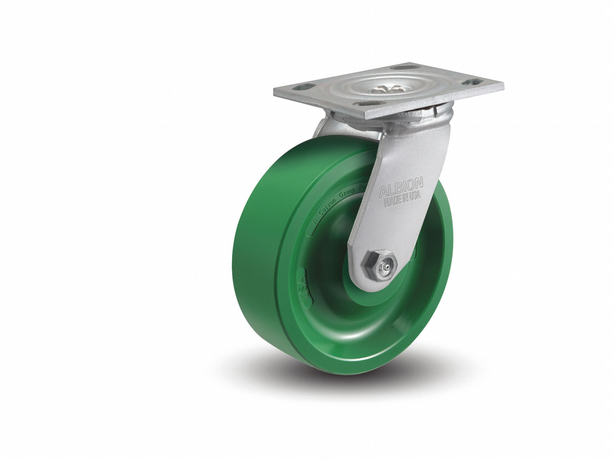 Plate Caster, Swivel, Polyurethane, 9 1/2"H