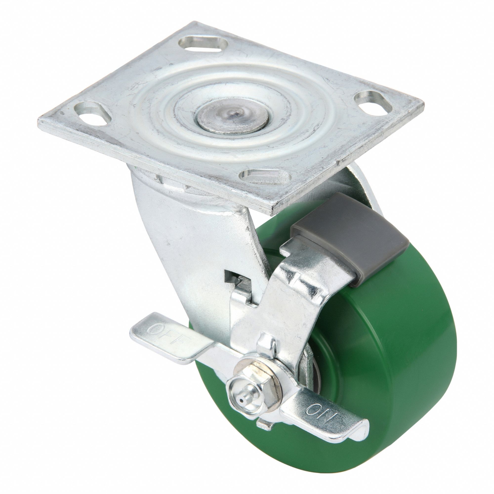 Plate Caster, Swivel, Polyurethane, 5 5/8"H