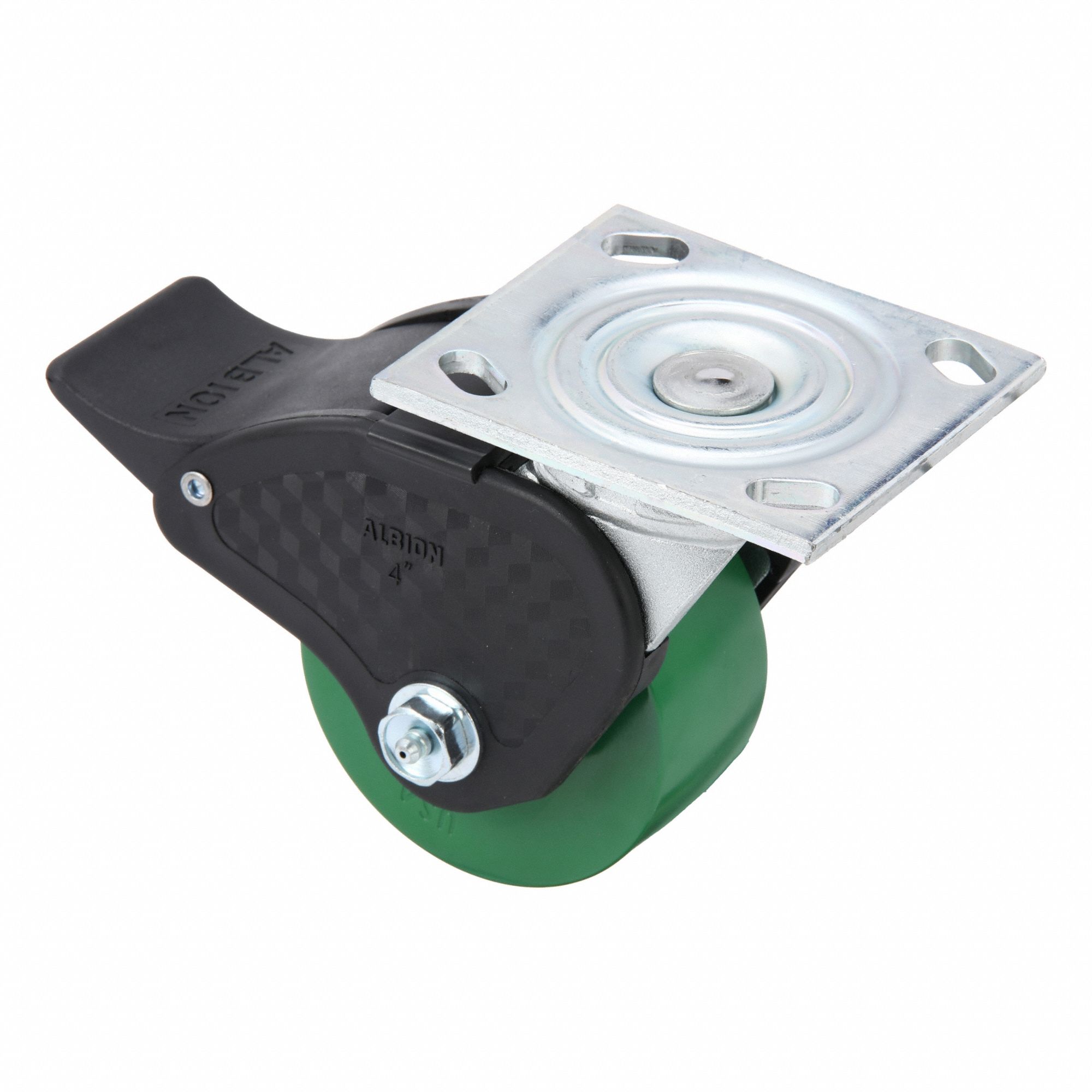 Plate Caster, Swivel, Polyurethane, 5 5/8"H