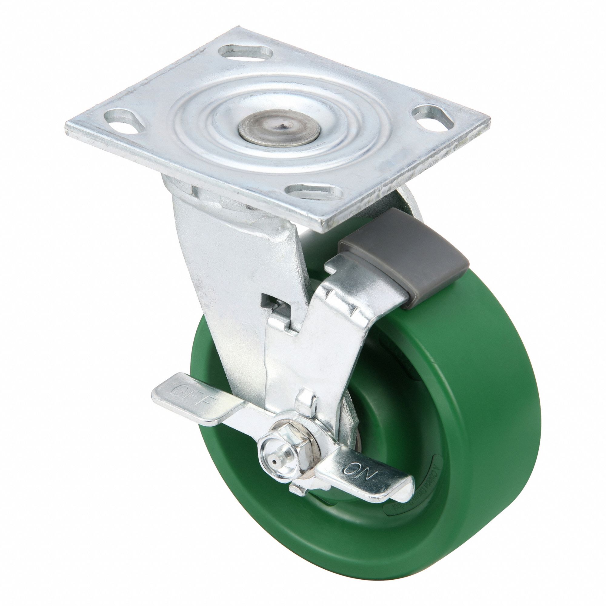 Plate Caster, Swivel, Polyurethane, 6 1/2"H