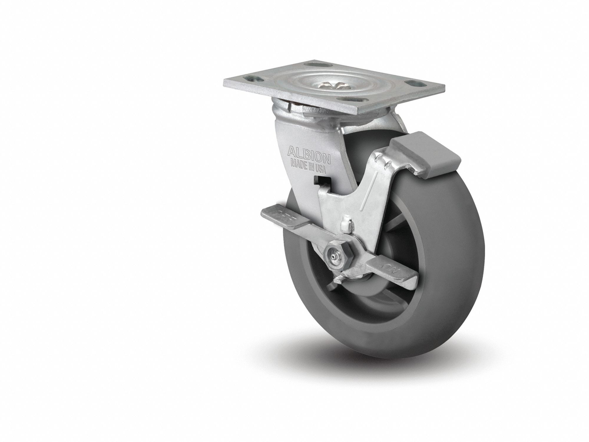 Plate Caster, Swivel, Rubber, 7 1/4"H