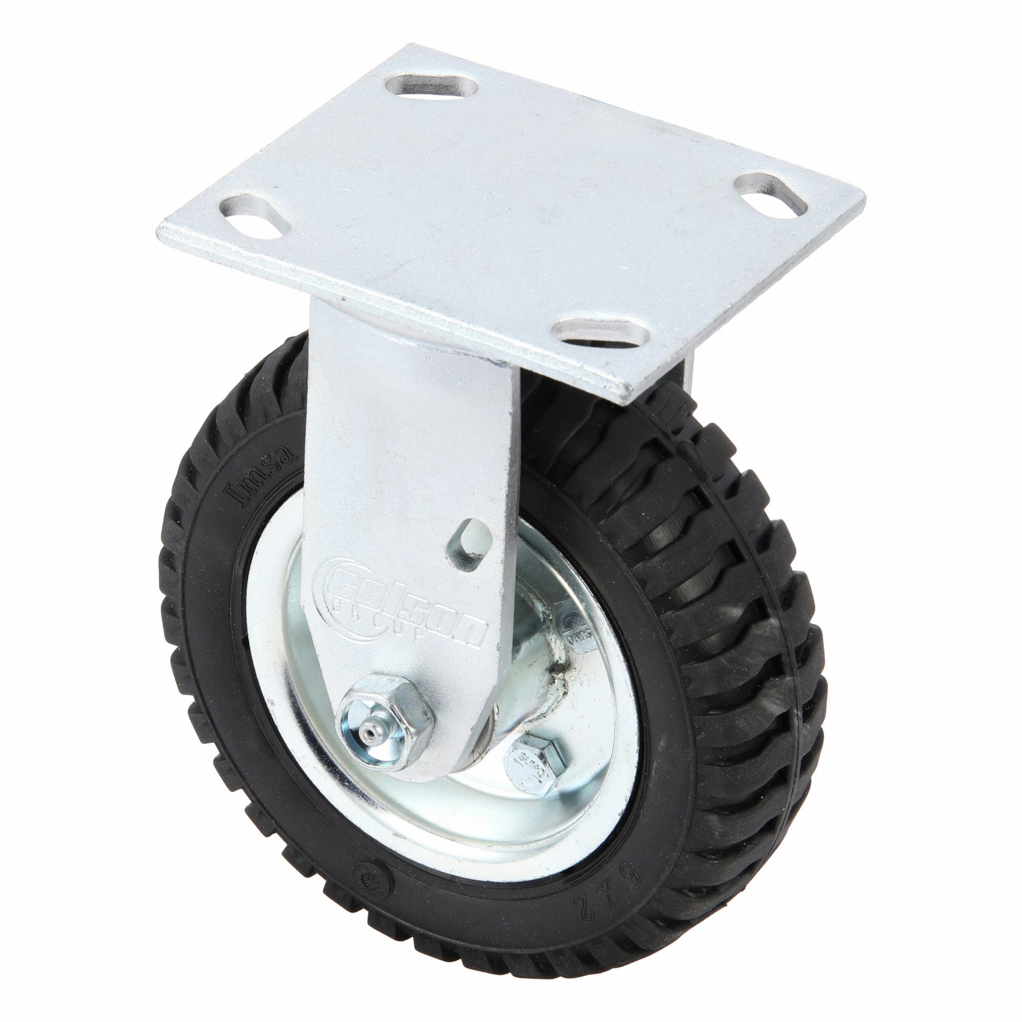 Plate Caster: Rigid, 6 in Wheel Dia., 2 in Wheel Wd, 7 1/4 in Mounting Ht, Slot, Rectangle