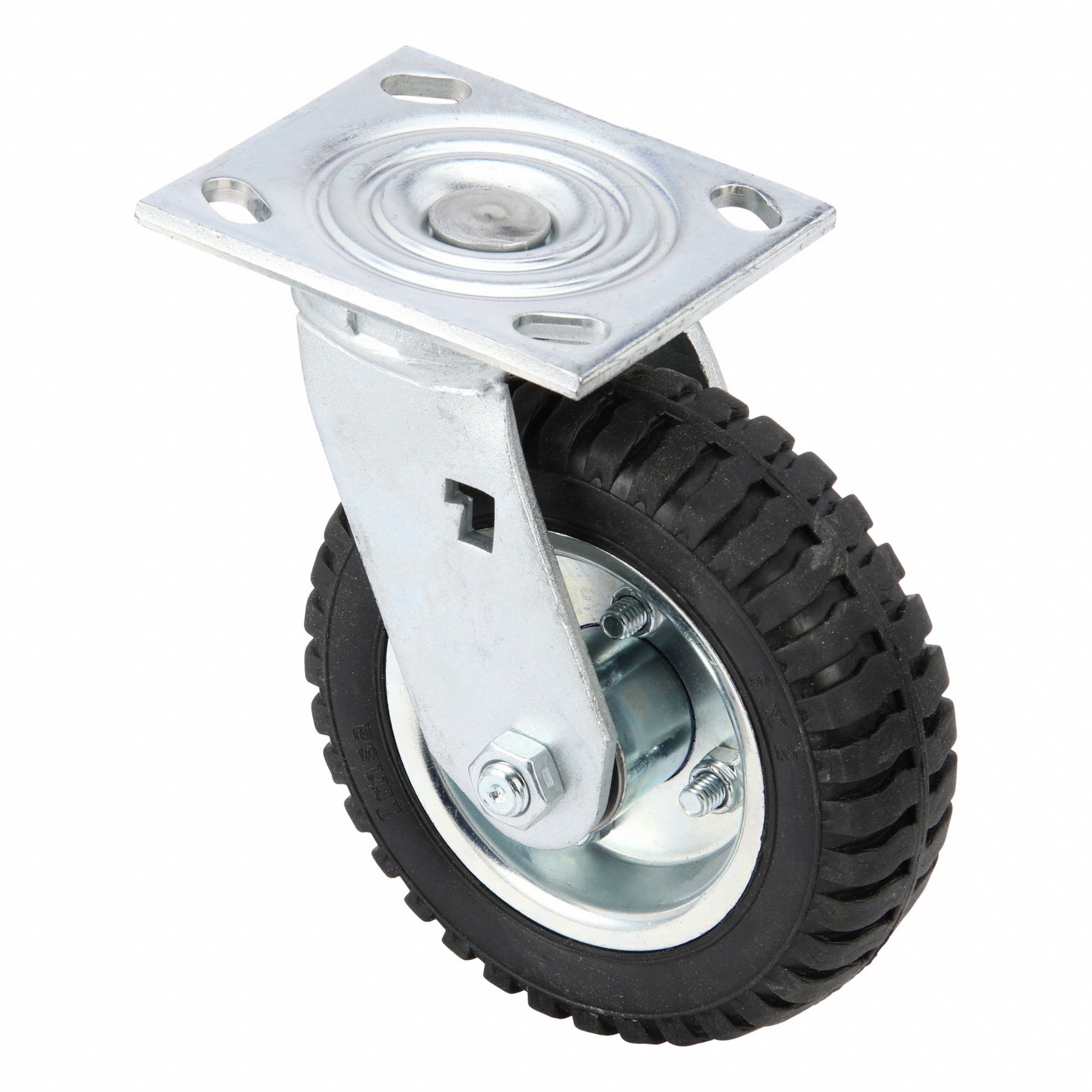 Plate Caster: Swivel, 6 in Wheel Dia., 2 in Wheel Wd, 7 1/4 in Mounting Ht, Slot, Rectangle