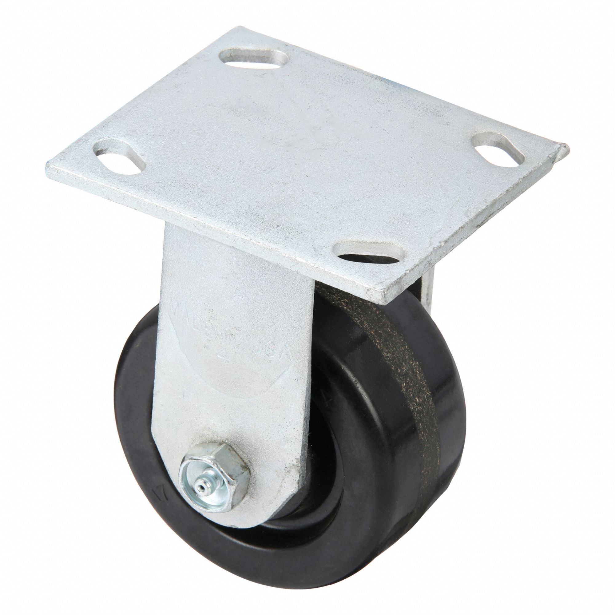 Plate Caster: Rigid, No Brake, Phenolic, 4 in Wheel Dia, 2 in Wheel Wd, 5 5/8 in Mounting Ht
