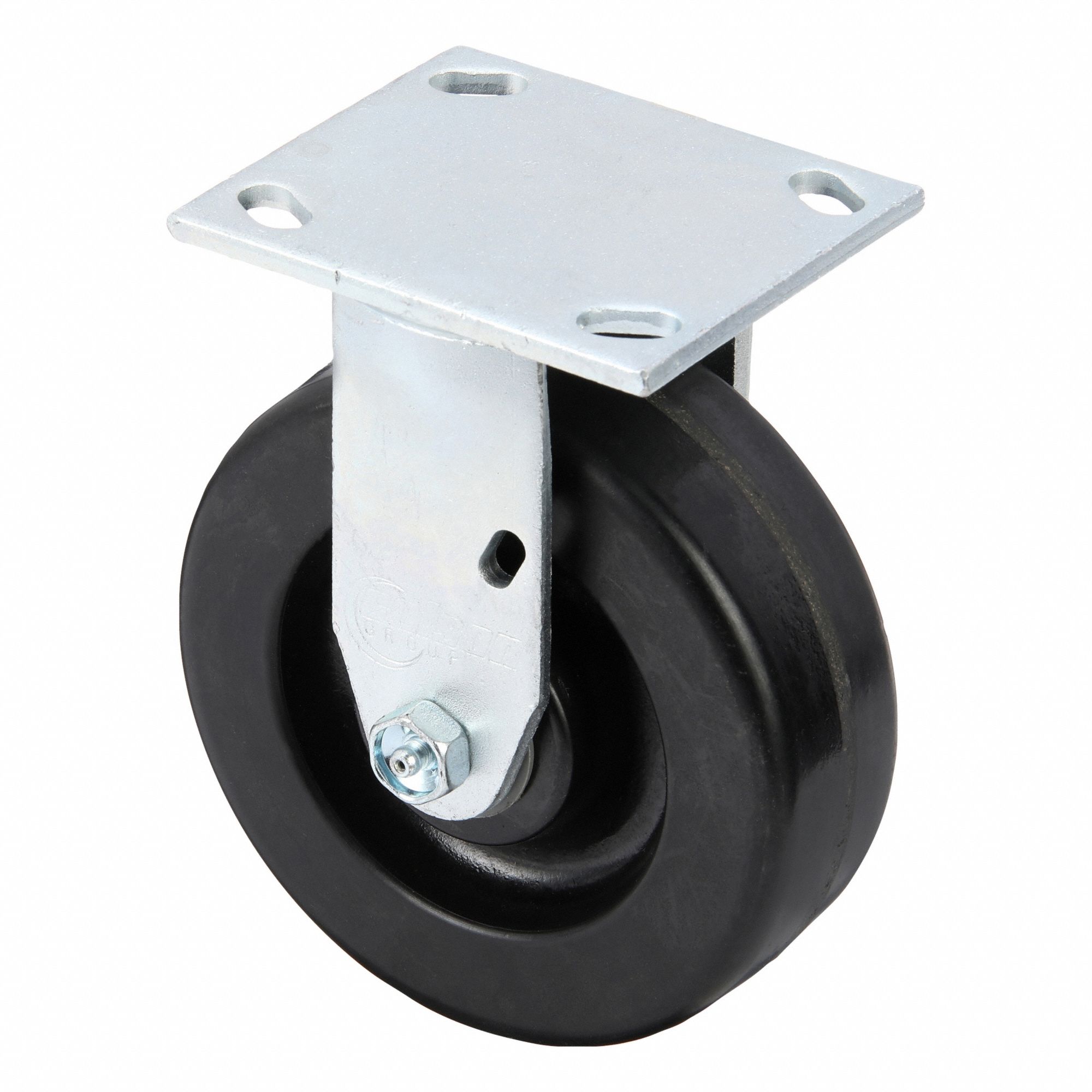 Plate Caster: Rigid, No Brake, Phenolic, 6 in Wheel Dia, 2 in Wheel Wd, 7 1/4 in Mounting Ht