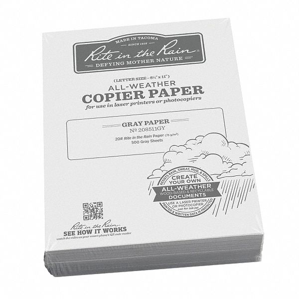 LASER PAPER,WATER-RESISTANT,GREY,PK500