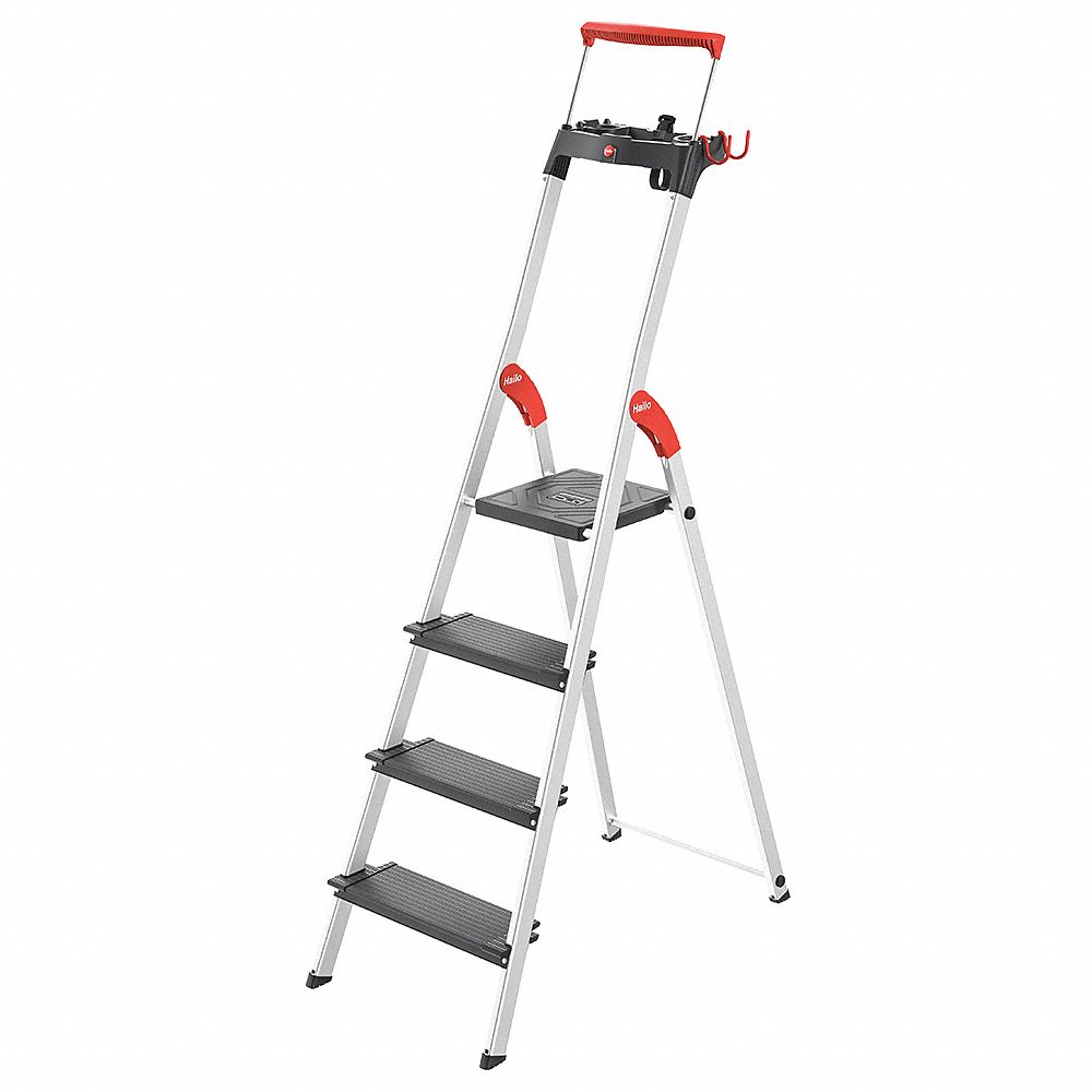 Platform Stepladder: 5 ft 4 in Ladder Ht, 2 ft 7 in Platform Ht, 330 lb, 85 cm Base Spread
