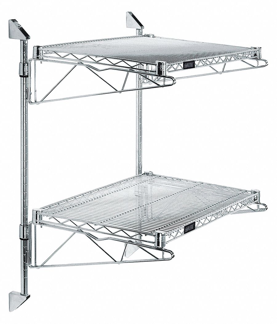 Wire Cantilever: 24 in x 24 in, 2 Shelves, 800 lb Load Capacity per Shelf