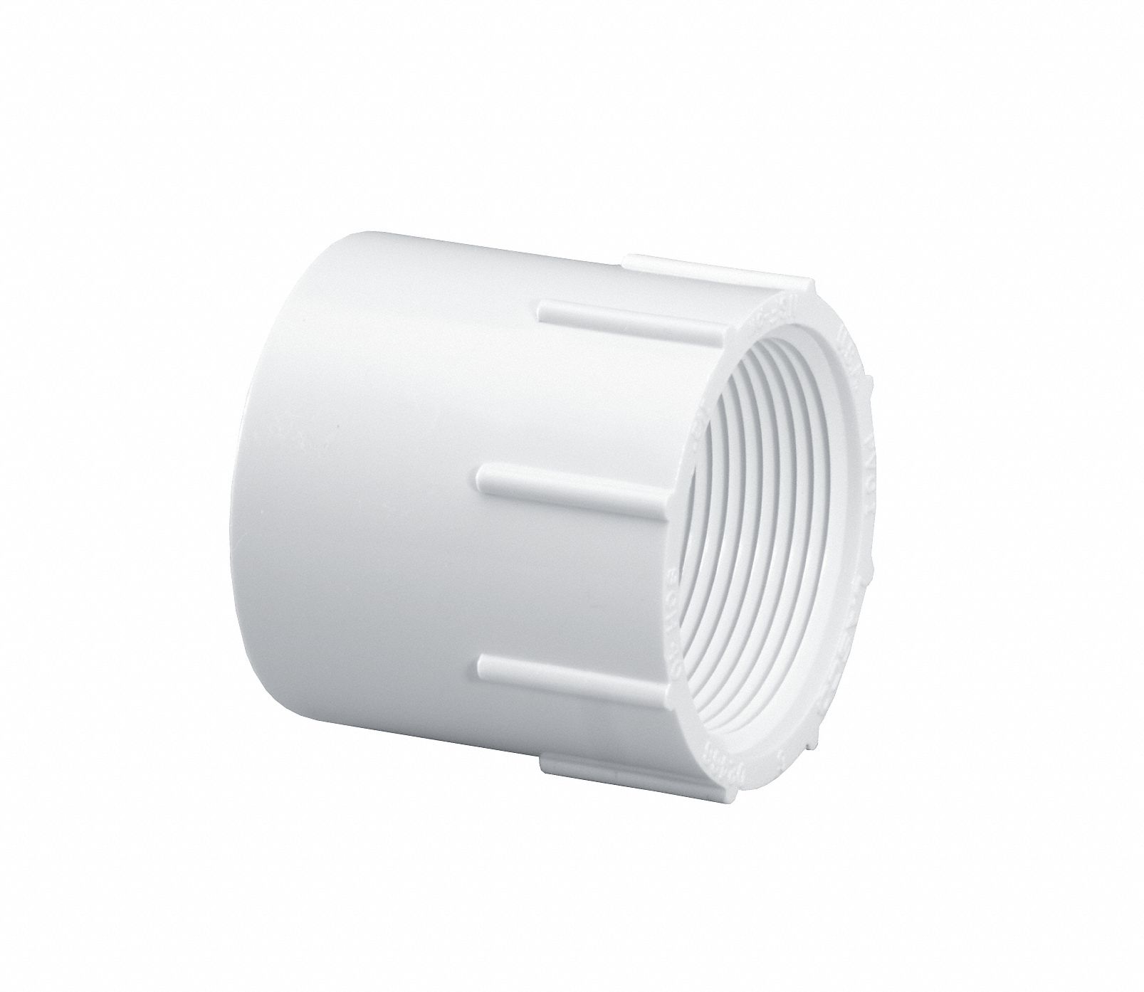 Pipe Adapter: Schedule 40, PVC, 3 in x 3 in Size, Socket x Threaded, Female x Female NPT, White