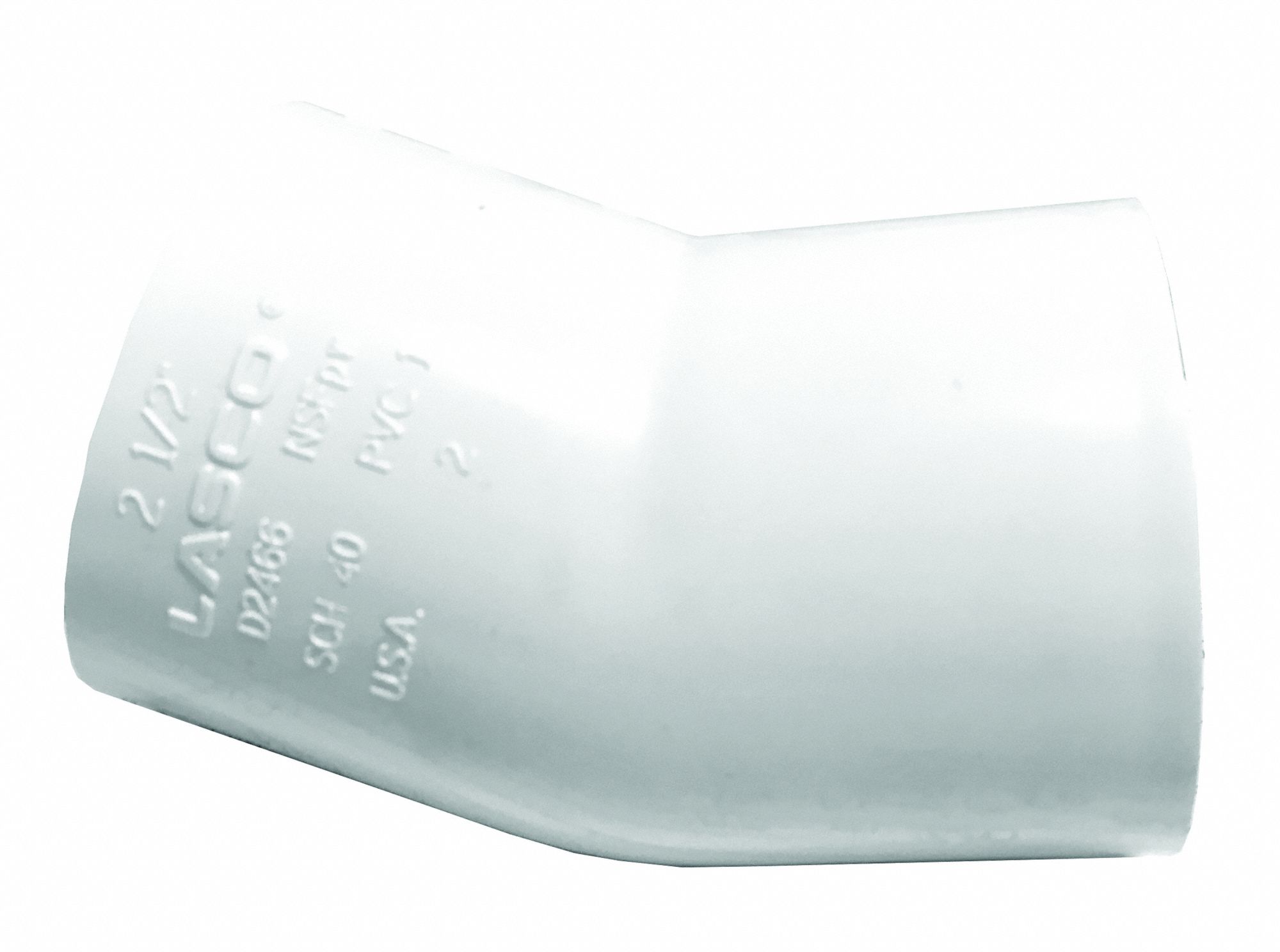 Pipe Elbow: 22-1/2° Elbow, Schedule 40, PVC, 6 in x 6 in Size, Socket x Socket, Female x Female