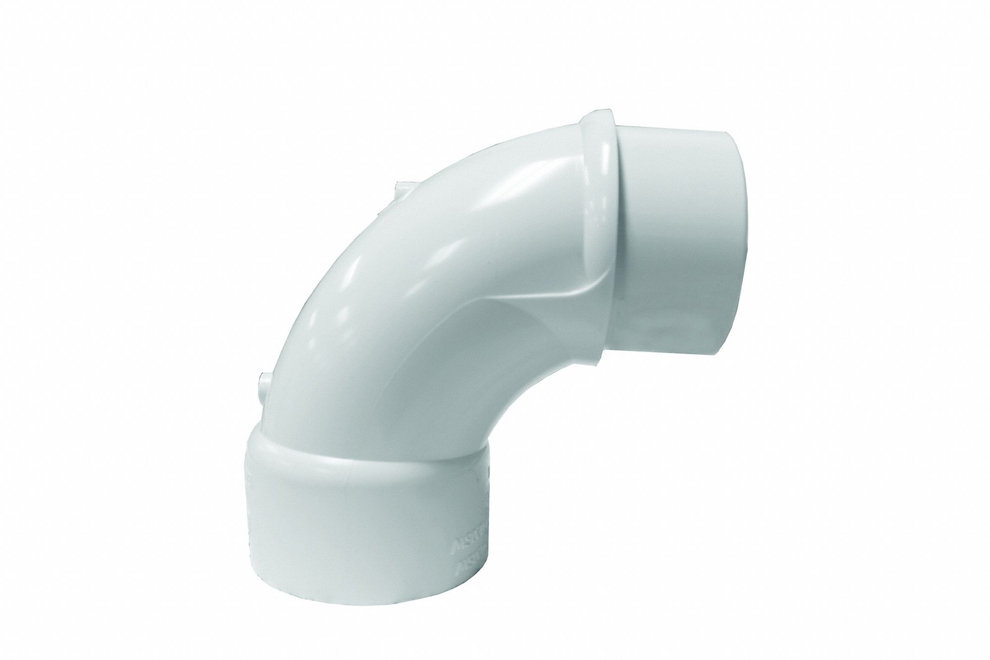 Pipe Elbow: 90° Elbow, Schedule 40, PVC, 2 in x 2 in Size, Socket x Spigot, Female x Male, White