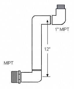 P-Trap: Schedule 40, PVC, 1 in x 1 in Size, Threaded x Threaded, Male NPT x Male BSPT, 140°F