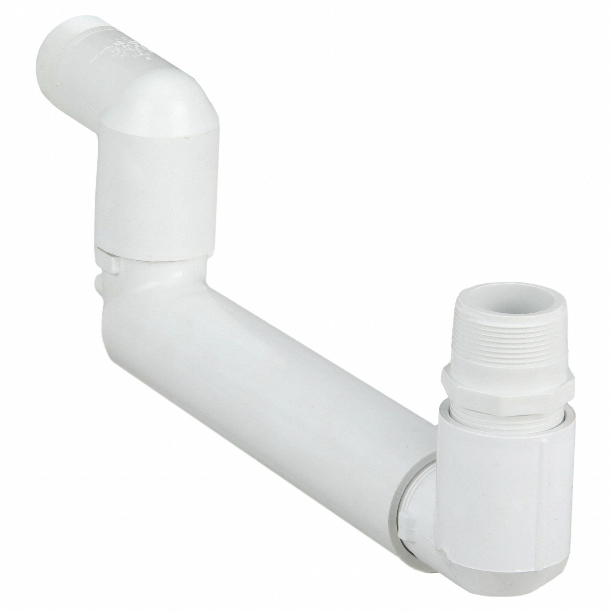 P-Trap: Schedule 40, PVC, 1 1/2 in x 1 1/2 in Size, Threaded x Threaded, Male NPT x Male NPT, 140°F