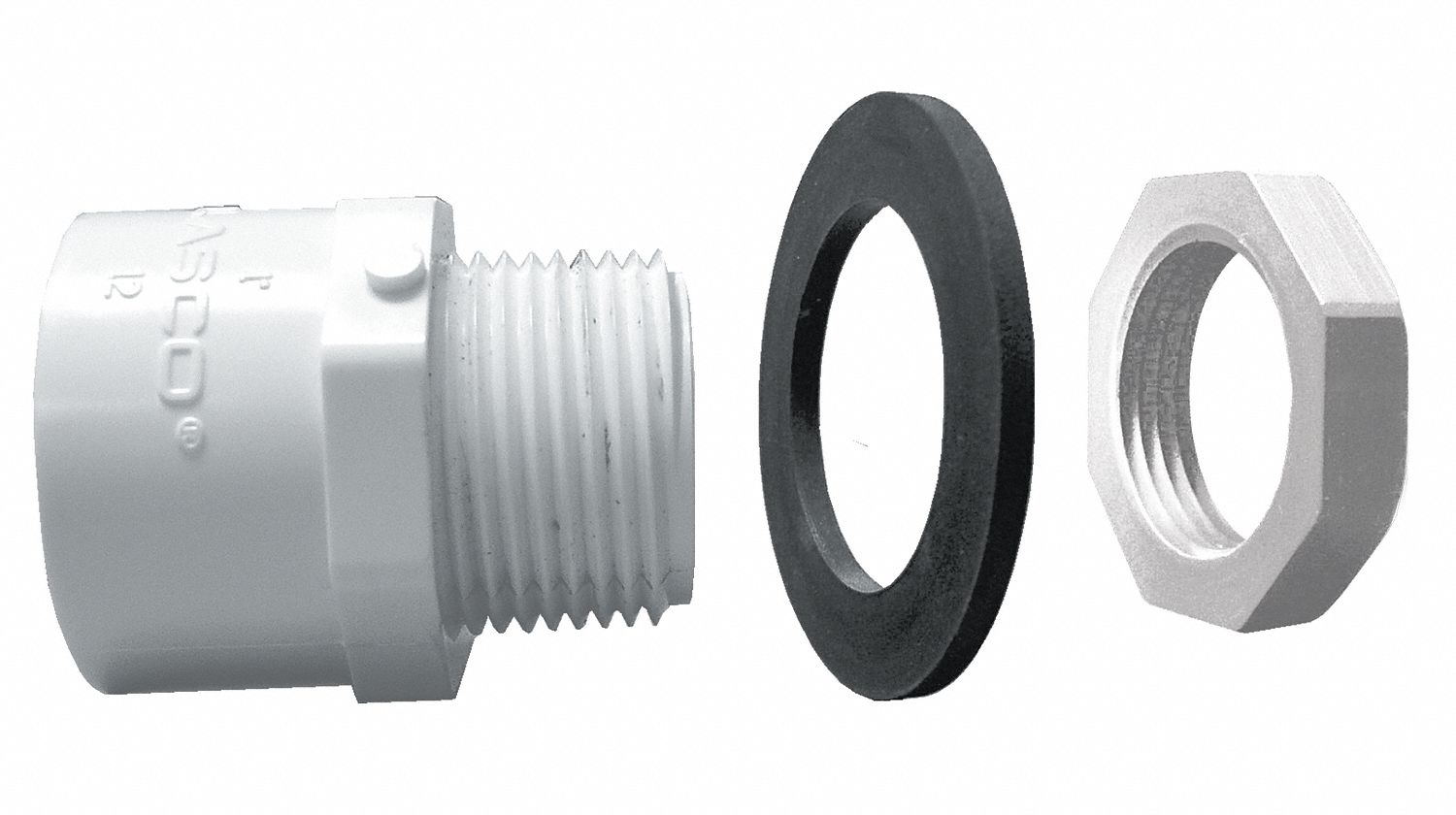 Pipe Adapter: Schedule 40, PVC, 1 in x 1 in Size, Socket x Threaded, Female x Male NPT, White, 140°F