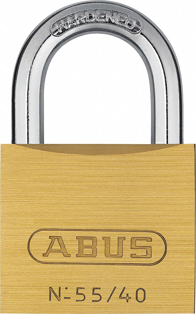 Solid Brass Padlock Keyed Alike: 7/8 in Vertical Shackle Clearance, 1/4 in Shackle Dia, 5401 Key