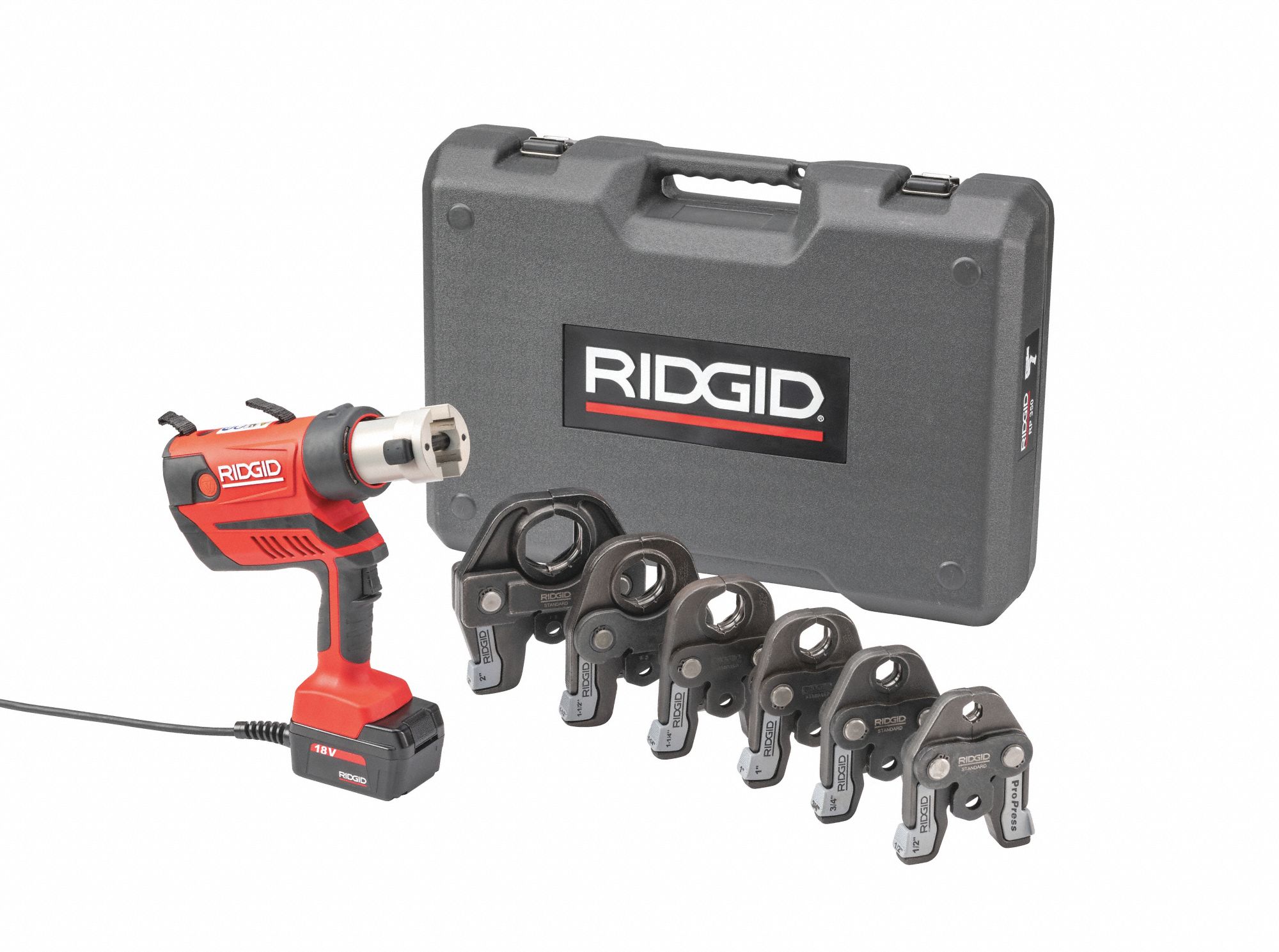 Cordless Press Tool: 18V Li-Ion, Std, Pistol Grip, For 1/2 in to 2 in Pipe
