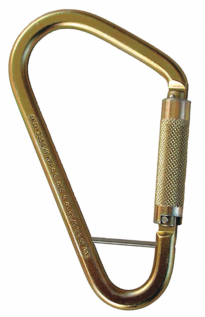 MSA Carabiner, Oval Carabiner Shape, Gold, 5,000 lb Tensile Strength