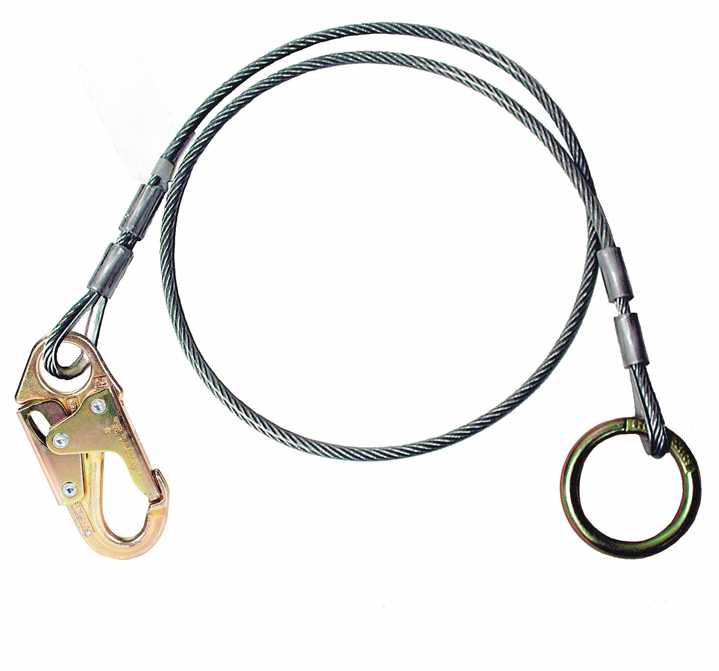 ANCHOR SLING, 10 FT LENGTH, STEEL, CARABINER, TIE-OFF ADAPTER, WEAR PAD, REUSABLE