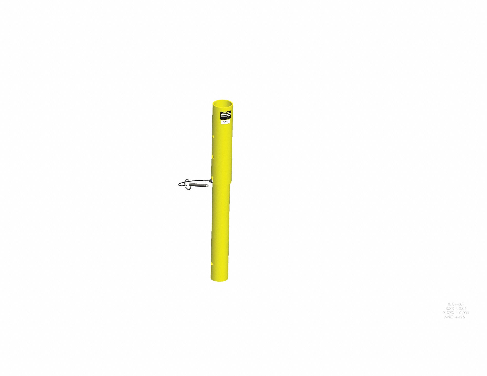 Mast Extension: 24 in, One-Piece Arm, Yellow, Powder Coated, Lower Mast Extension, Aluminum