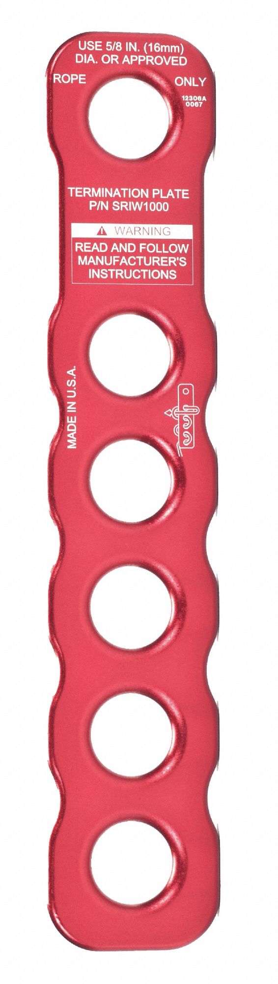 MSA Termination Plate, For Use With Rescue Ropes 60UJ41SRIW1000