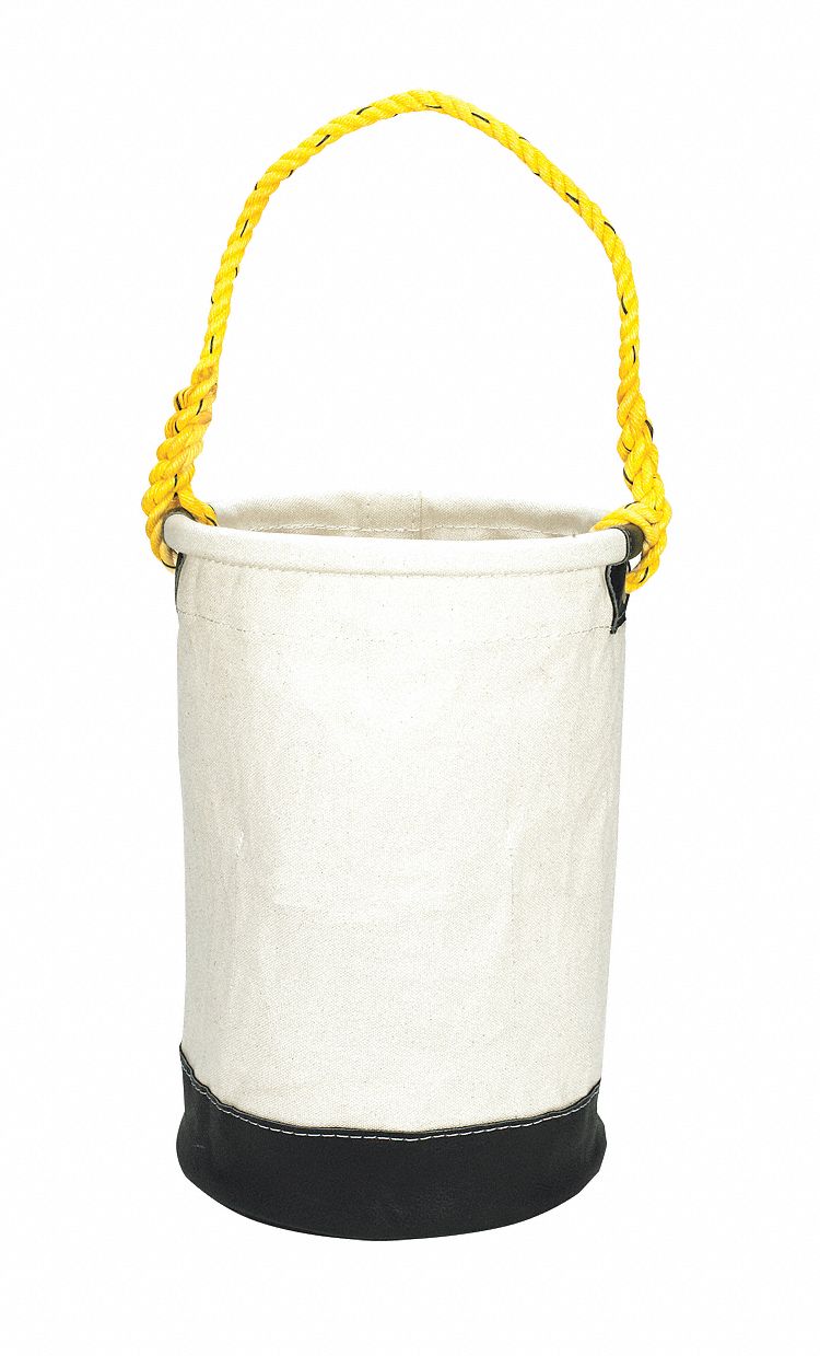 Bucket Bag: 10 1/2 in W x 16 in H x 10 1/2 in L, Off-White, Canvas, 1 Pockets, Open Top