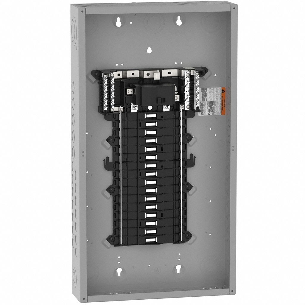 Load Center: 125 A Amps, 120/240V AC, 32 Spaces, 22 kA, 6 Max. No. of Tandem Breakers, Indoor