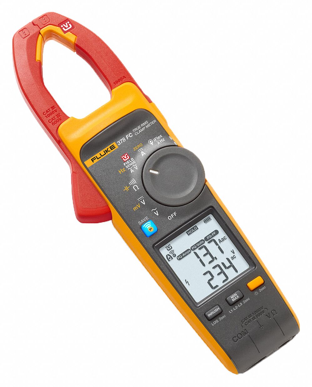 FLUKE TruermsAC/DC Clamp Meter 1,000 A Max. AC Amps, 1,000 A Max. DC Amps, 1,000 V Max. AC
