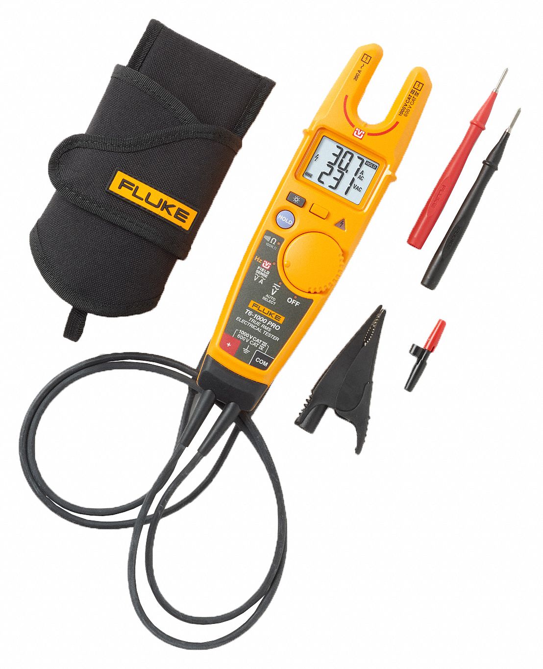 FLUKE Electrical Tester 200 A Max. AC Amps, 1,000 V Max. AC Volts, 20