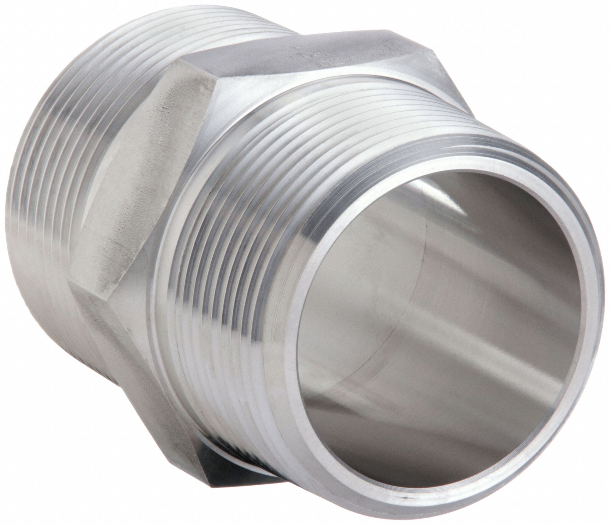 Nipple: 316 Stainless Steel, 1 1/2 in x 1 1/2 in Fitting Pipe Size, Male NPTF x Male NPTF
