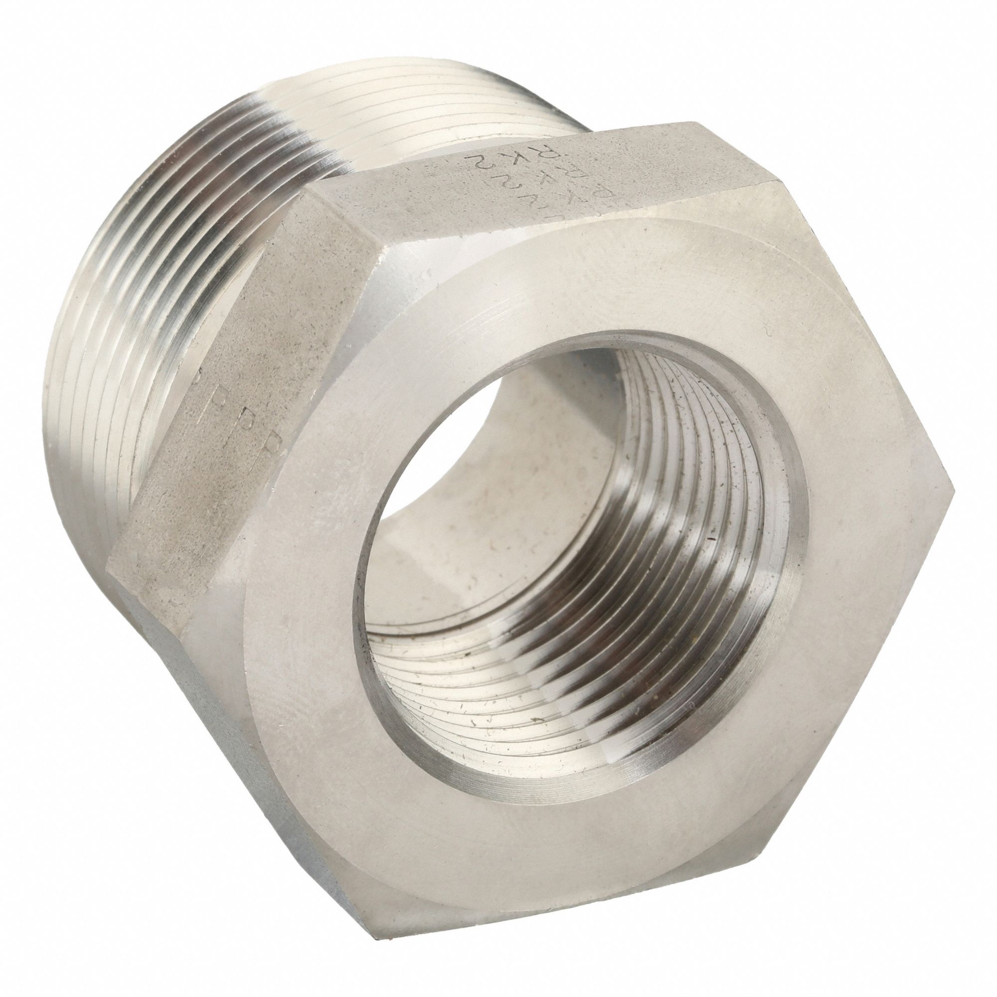 Reducing Adapter: 316 Stainless Steel, 1 1/2 in x 1 in Fitting Pipe Size, Male NPTF x Female NPTF