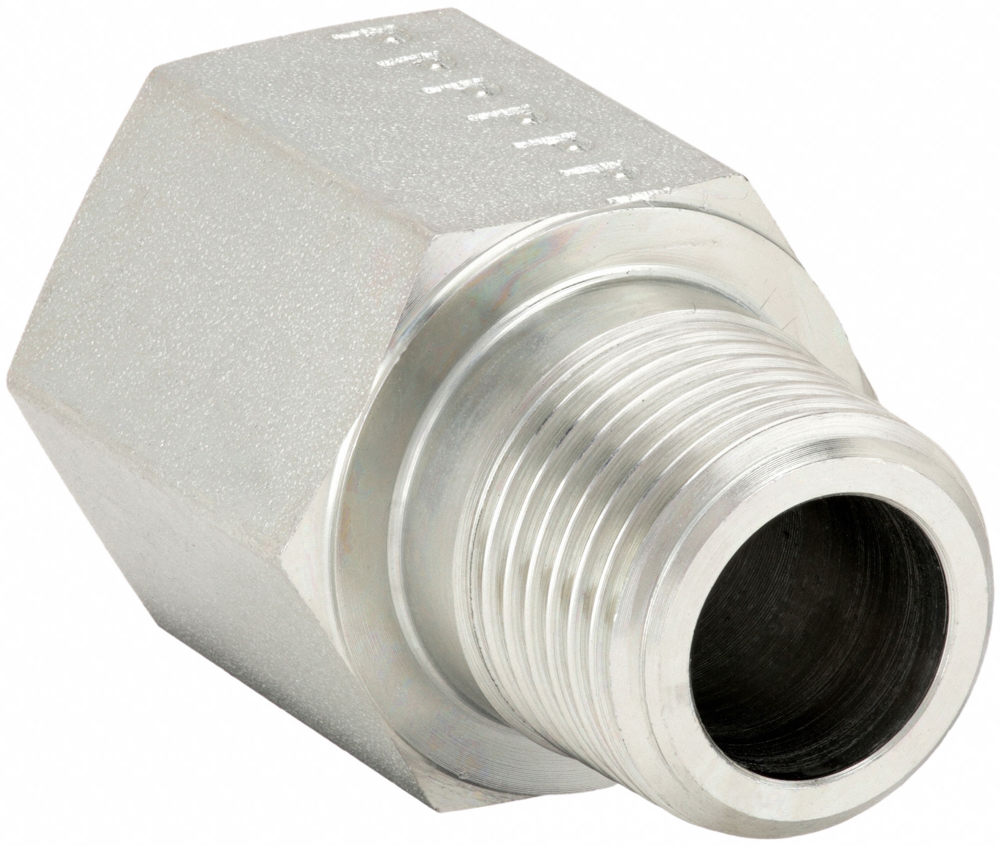 Straight Adapter: Steel, 1/4 in x 1/4 in Fitting Pipe Size, Male BSPT x Female NPTF, 1 3/8 in Lg