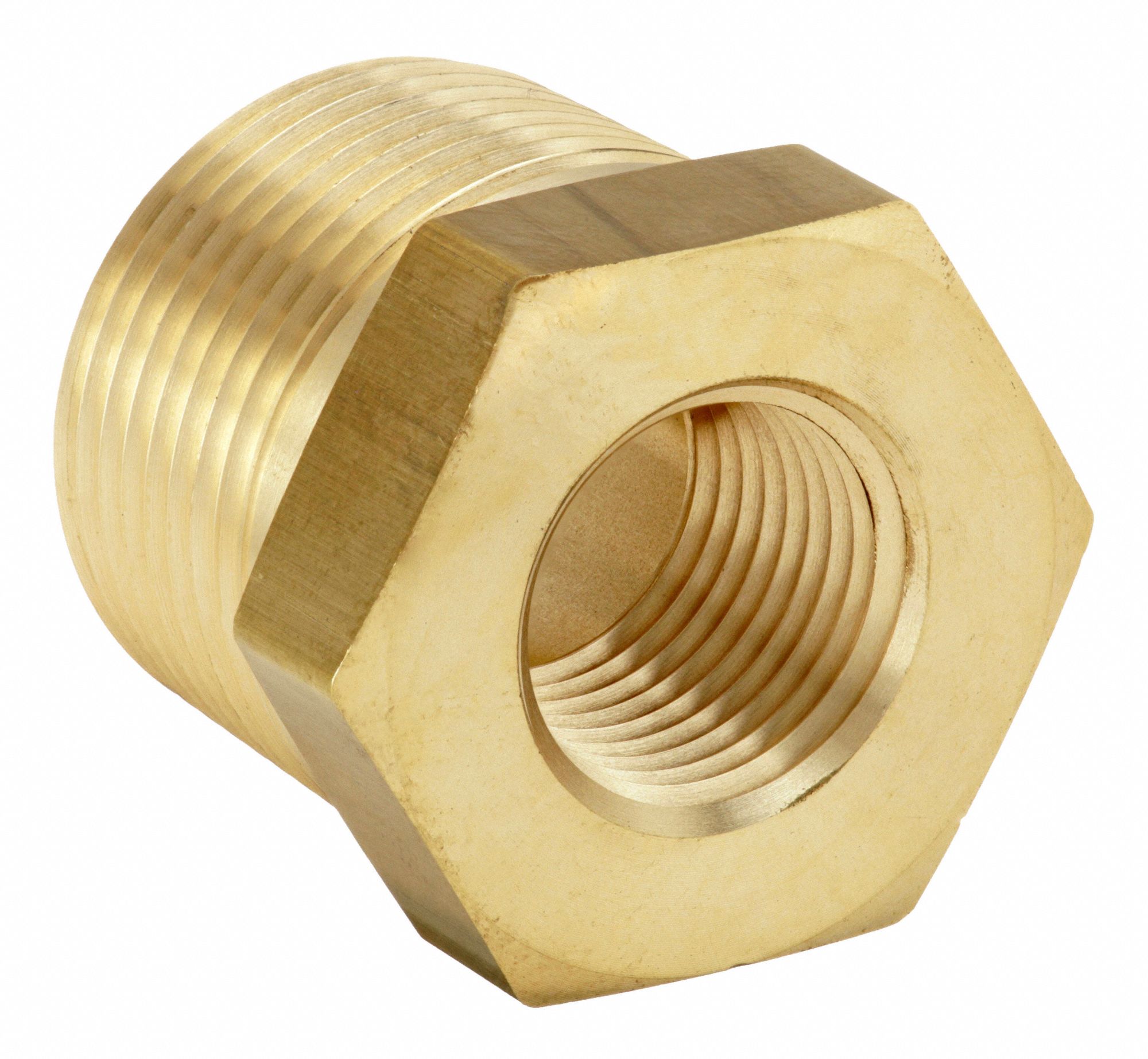 Reducing Adapter: Brass, 1 in x 1/2 in Fitting Pipe Size, Male NPTF x Female NPTF