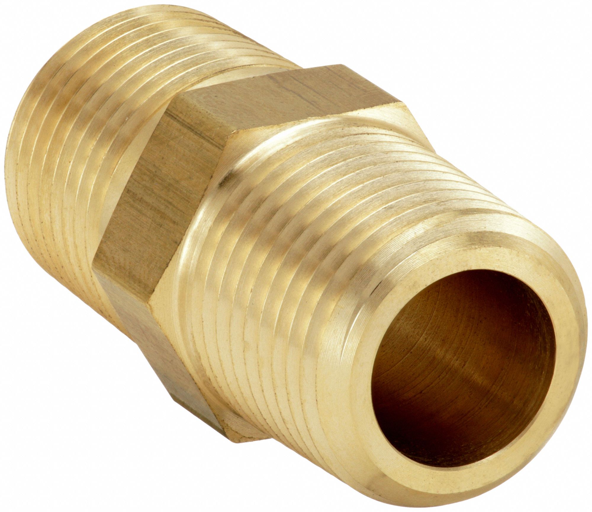 Pipe Nipple: Brass, 1 in x 1 in Fitting Pipe Size, Male NPTF x Male NPTF, 2 5/16 in Overall Lg
