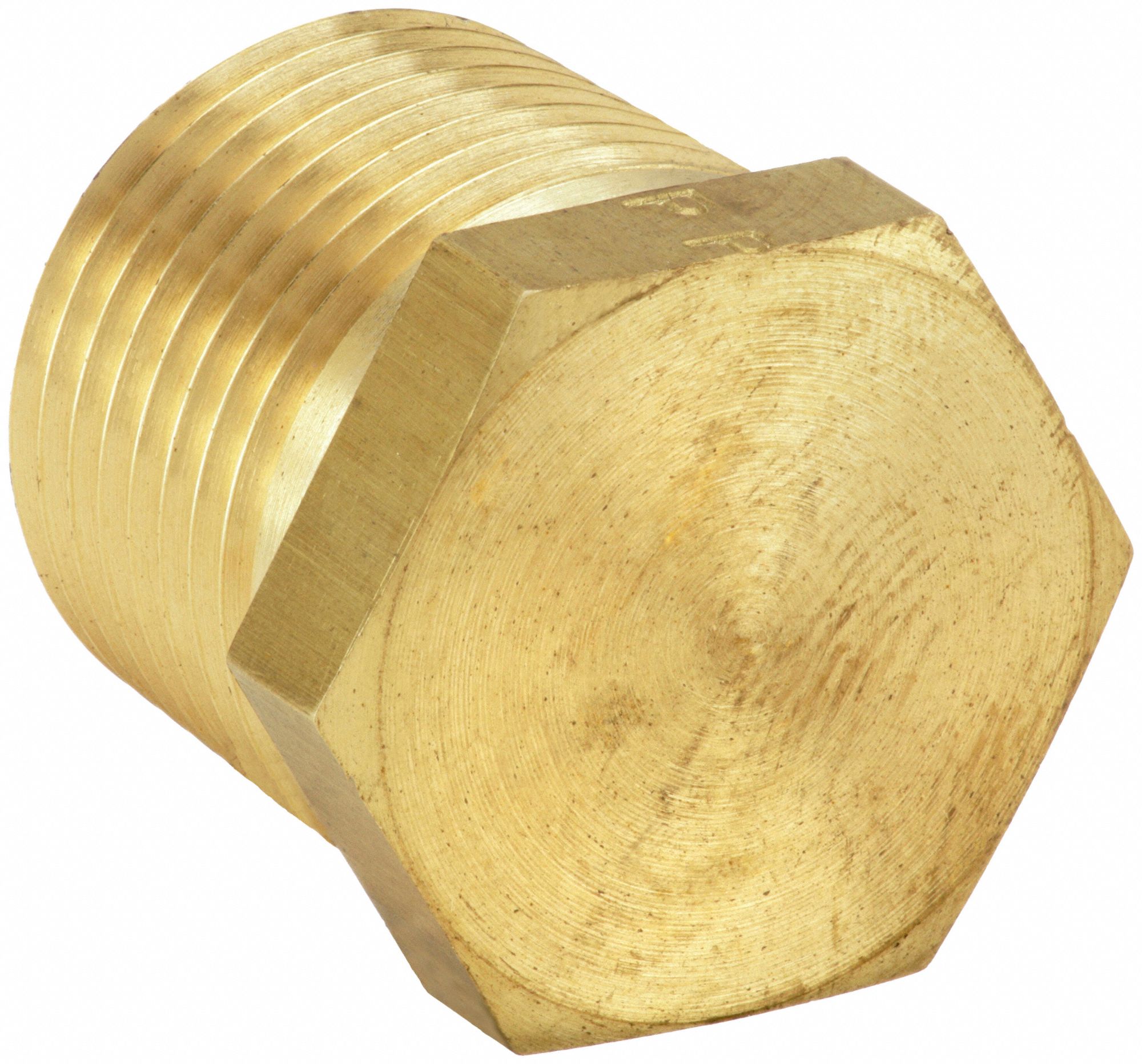 Hex Head Plug: Brass, 1 in Fitting Pipe Size, Male NPT, 1 1/4 in Overall Lg