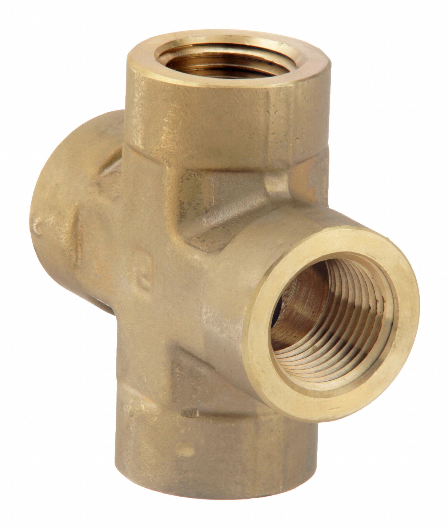 Cross: Brass, 1/2 in x 1/2 in x 1/2 in x 1/2 in Fitting Pipe Size, 2 7/16 in Overall Lg