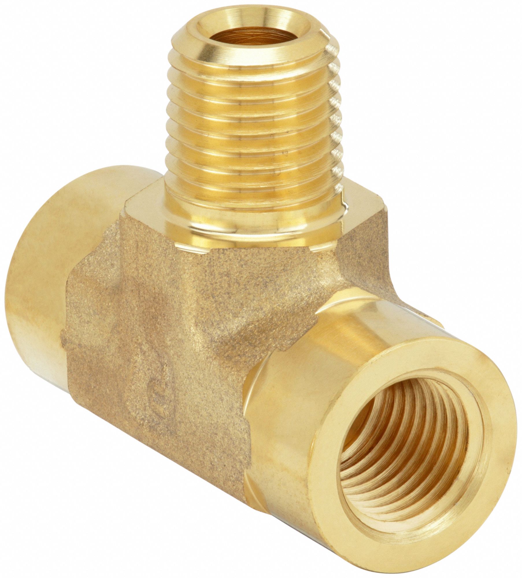 Male Branch Tee: Brass, 1/2 in x 1/2 in x 1/2 in Fitting Pipe Size