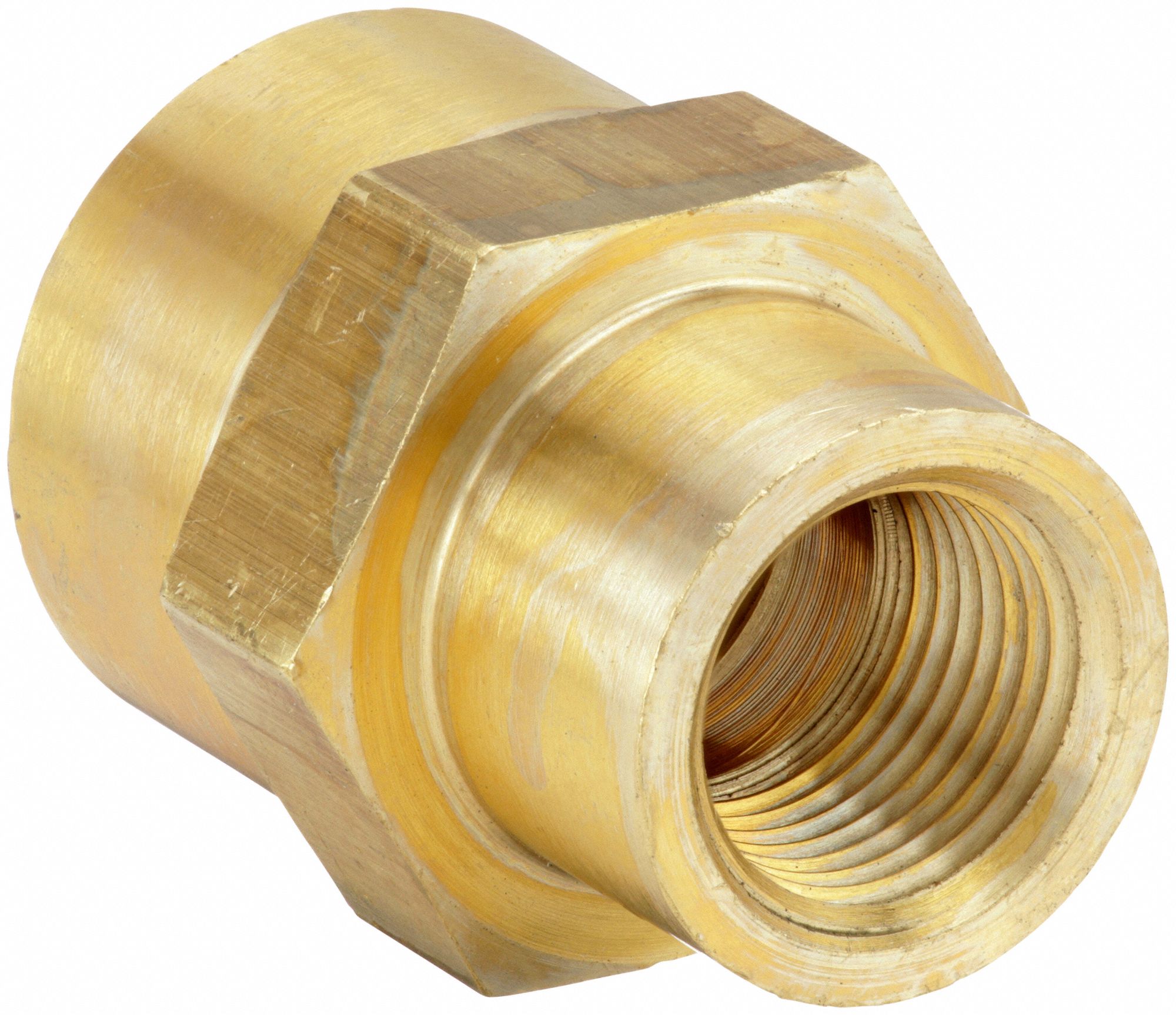 Brass, 1/2 in x 3/8 in Fitting Pipe Size, Coupling 60UU201/2 X 3/8