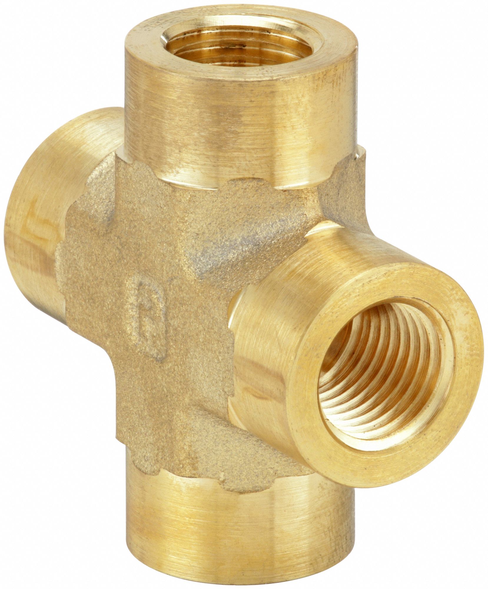 Cross: Brass, 1/4 in x 1/4 in x 1/4 in x 1/4 in Fitting Pipe Size, 1 3/4 in Overall Lg