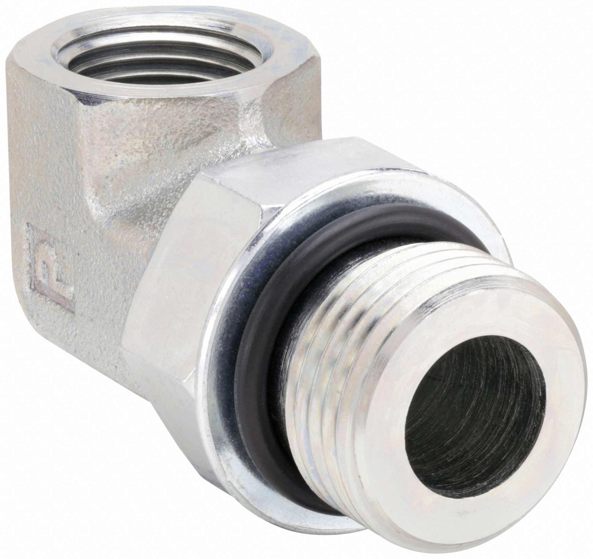 90° Elbow: Steel, 1/2 in x 1/2 in Fitting Pipe Size, Male SAE x Female SAE