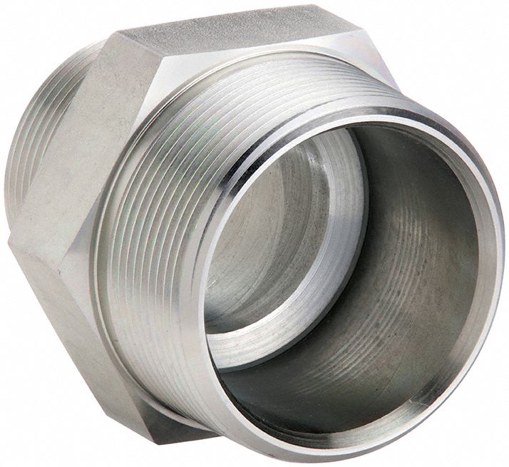 Straight Union: Steel, 1 in x 3/4 in Fitting Pipe Size, Male SAE x Male SAE